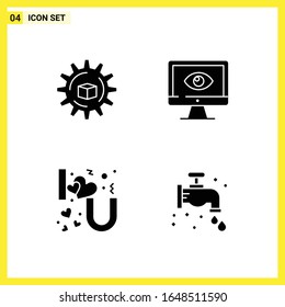Business 4 Icon Set. Simple Solid Symbols. Glyph Sign on White Background for Website Design Mobile Applications and Print Media.
