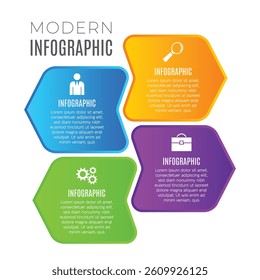 Business 4 step or options chart list modern infographic design