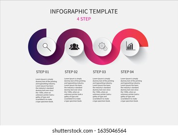 Business 4 Step Process Chart Infographics With Step Circles. Circular Corporate Graphic Elements. Company Presentation Slide Template.