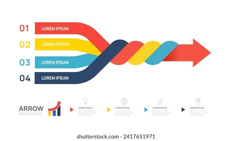 Business 4 step timeline infographic Arrow template. Modern milestone element timeline diagram, vector infographics.