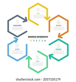 business 6 step infographic information, vector design