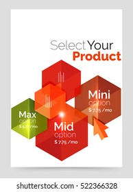 Business a4 brochure or flyer template with options. Vector geometric hexagon template