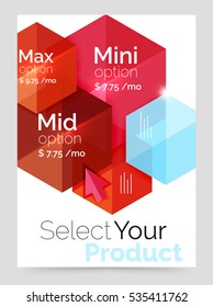 Business a4 brochure or flyer template with options. Vector geometric hexagon template