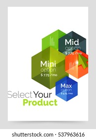Business a4 brochure or flyer template with options. Vector geometric hexagon template