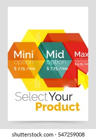 Business a4 brochure or flyer template with options. Vector geometric hexagon template