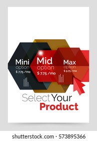 Folheto comercial a4 ou modelo de folheto com opções. Modelo de hexágono geométrico vetorial