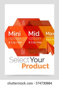 Business a4 brochure or flyer template with options. Vector geometric hexagon template