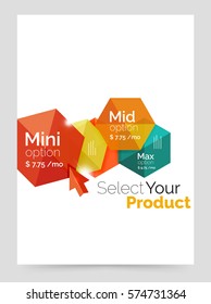 Business a4 brochure or flyer template with options. Vector geometric hexagon template