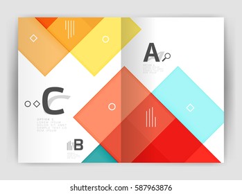 Business a4 business brochure geometrical template. Vector design for workflow layout, diagram, number options or web design