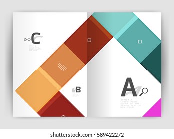 Business a4 business brochure geometrical template. Vector design for workflow layout, diagram, number options or web design