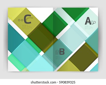 Business a4 business brochure geometrical template. Vector design for workflow layout, diagram, number options or web design