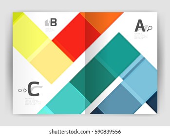 Business a4 business brochure geometrical template. Vector design for workflow layout, diagram, number options or web design
