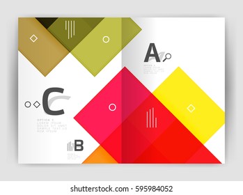 Business a4 business brochure geometrical template. Vector design for workflow layout, diagram, number options or web design