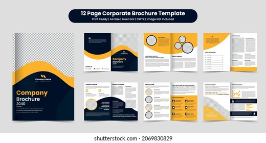 business a4 brochure template and company profile or corporate brochure design or business brochure presentation, booklet, a4 brochure, yellow annual report, project proposal, product catalog