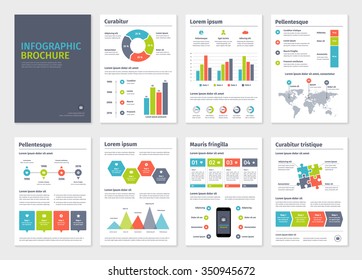 Business A4 brochures template with infographic vector elements.