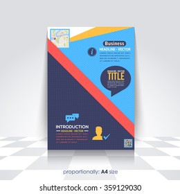 Business A4 Flyer and Brochure. Catalog Cover Template, Corporate Leaflet Design, Geometric Background