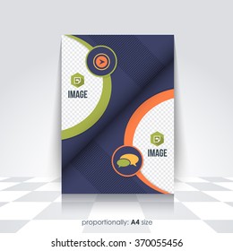 Business A4 Flyer and Brochure Design. Elliptic Image Box Catalog Cover Template, Corporate Leaflet