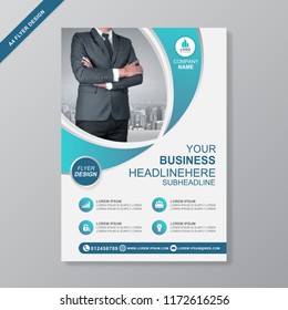 Business A4 flyer design template for a report and brochure, leaflets decoration for printing and presentation vector illustration