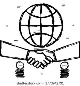 business abroad illustration line drawing