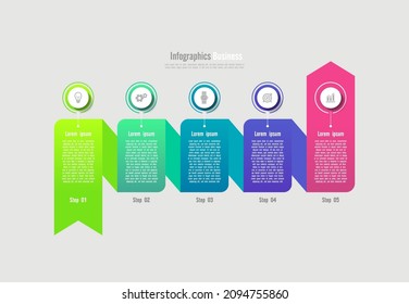 Business abstract background infographic template colorful with 5 step