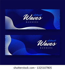 Business abstract banners. Blue waves background - Banners.