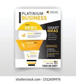 Business abstract commercial vertical leaflet design, brochure template, cover modern layout, annual report, poster, flyer with idea light style design, geometric shapes and yellow ornage black colors