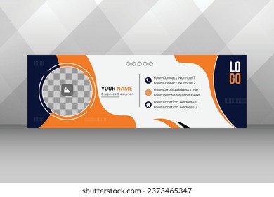 Business abstract email signature with an author photo place modern and minimal layout template.