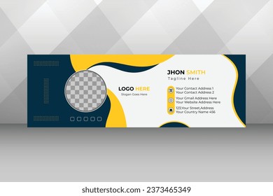 Business abstract email signature with an author photo place modern and minimal layout template.