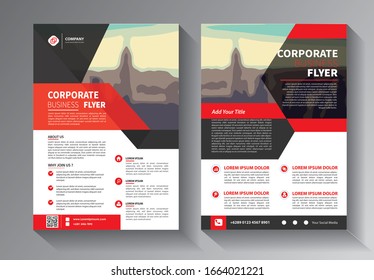 Business abstract geometric vector template. Brochure design, cover modern layout, annual report, poster, flyer in A4 with colorful triangles, geometric shapes for tech, science, market with light background