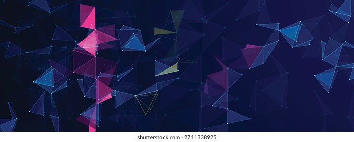 Anuncio de Web del plexo de comunicación global abstracto del negocio, líneas conectadas con diseño de los puntos
