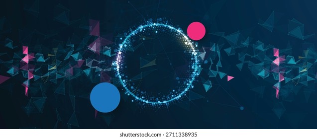 Anuncio de Web del plexo de comunicación global abstracto del negocio, líneas conectadas con diseño de los puntos