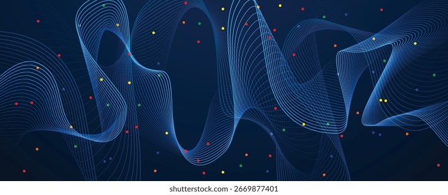 Anuncio de Web de comunicación global abstracto del negocio, líneas conectadas con diseño de los puntos