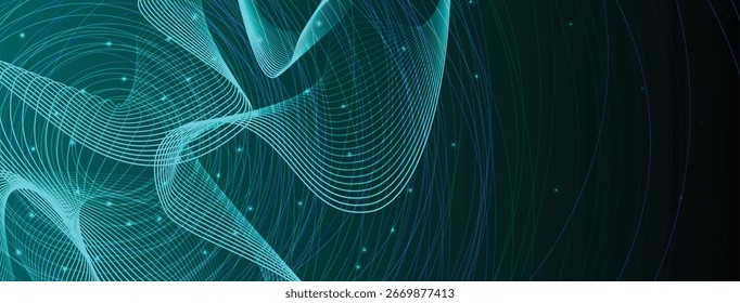 Business abstract global communication web banner, lines connected with dots design