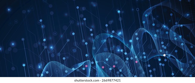 Business abstrakte globale Kommunikation Web-Banner, Linien mit dots Design verbunden