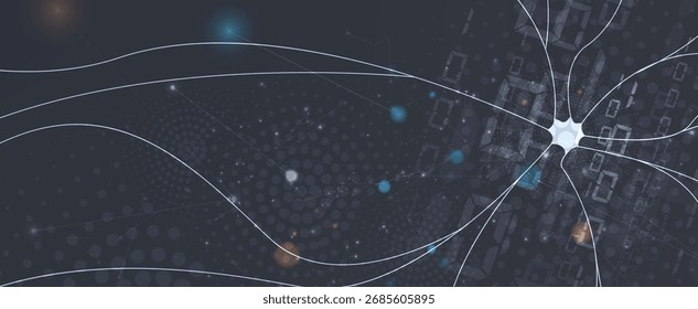 Business abstract global communication web banner, lines connected with dots design
