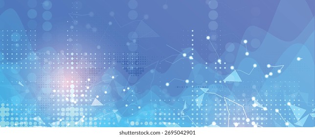 Business abstract global communication web banner, lines connected with dots design