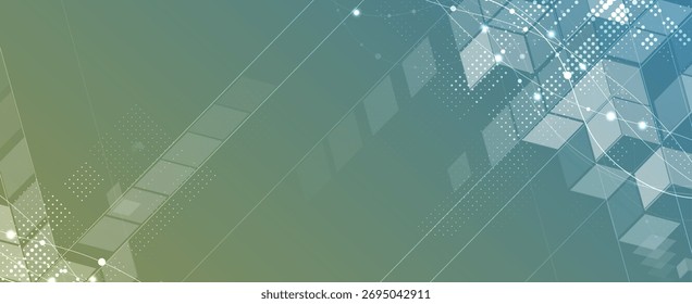Anuncio de Web de comunicación global abstracto del negocio, líneas conectadas con diseño de los puntos