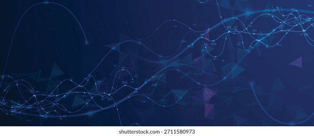 Business abstract global communication web banner, lines connected with dots design big data analysis