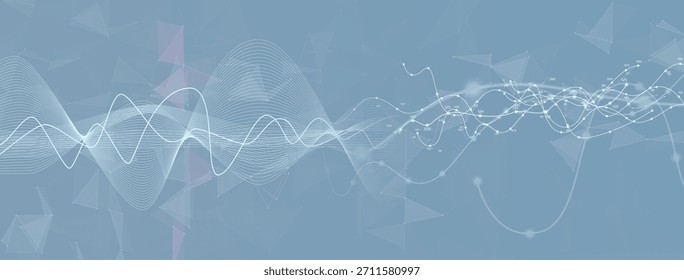 Business abstract global communication web banner, lines connected with dots design big data analysis