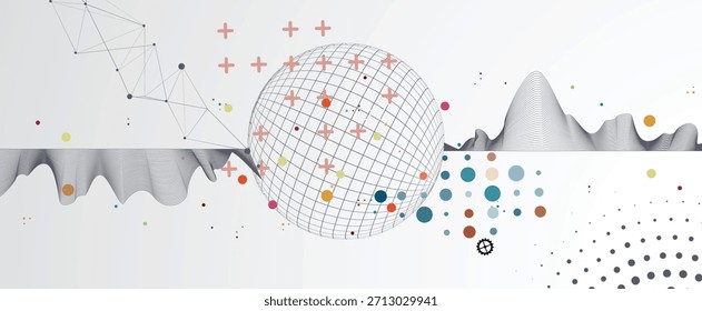 Business abstract global communication web banner, lines connected with dots design