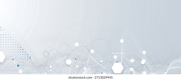 Business abstract global communication web banner, lines connected with dots design