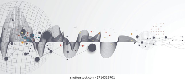 Anuncio de Web de comunicación global abstracto del negocio, líneas conectadas con diseño de los puntos