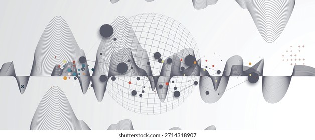 Business abstract global communication web banner, lines connected with dots design