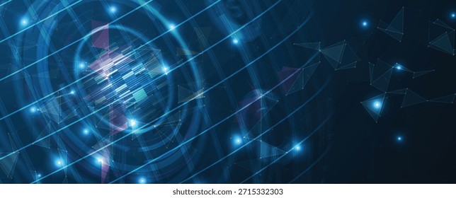 Anuncio de Web de comunicación global abstracto del negocio, líneas conectadas con diseño de los puntos