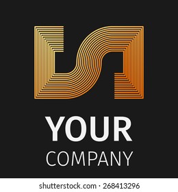 Business Abstract icon on black background. Company, Corporate, Media, Technology styles vector logo design template.