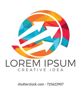 Business abstract logo design. Vector symbol concept for accounting company. Logo design with chart bars.