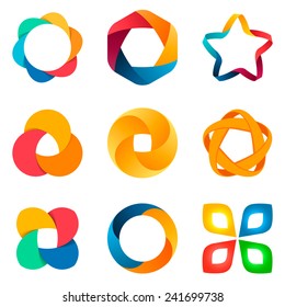 Business abstract logo template set. 5 point ribbon stars icon. Vector. Designed for any type of business. Social network concepts. 