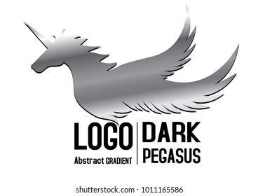 business Abstract logo unicorn pegasus gradient steel wing