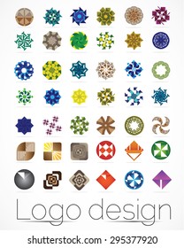 Business abstract set of 42 logo designs, vector illustration. Unusual icons - isolated on white background, abstract icon