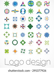 Business abstract set of 42 logo designs, vector illustration. Unusual icons - isolated on white background, abstract icon
